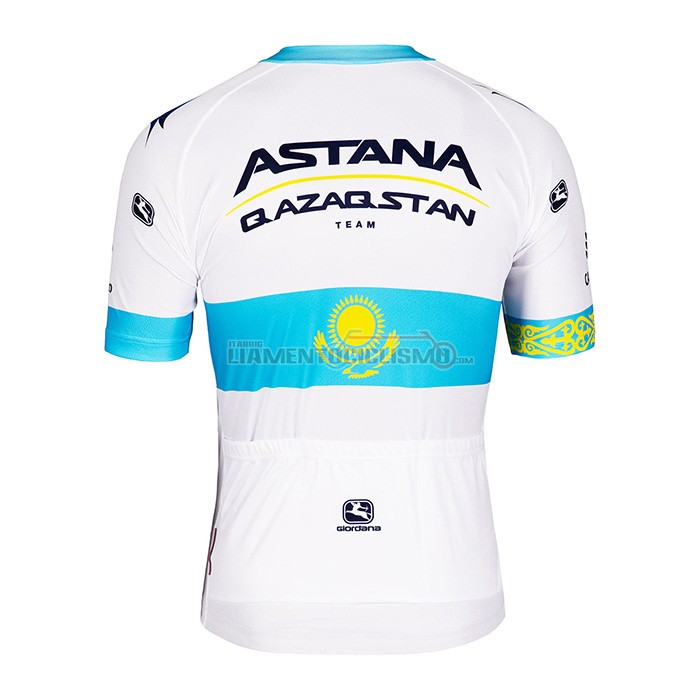 Abbigliamento Ciclismo Astana Manica Corta 2022 Bianco Blu
